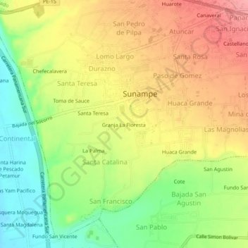 Carte topographique Granja La Floresta, altitude, relief