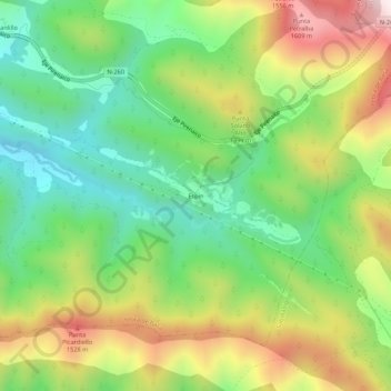 Carte topographique Espín, altitude, relief