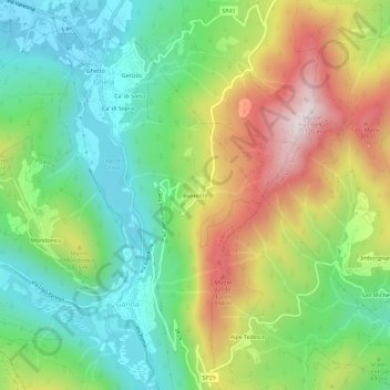 Carte topographique Boarezzo, altitude, relief