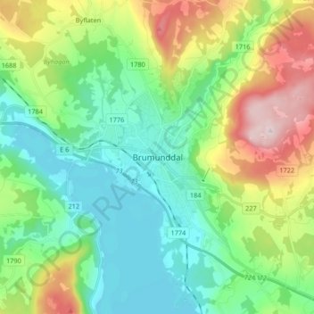 Carte topographique Brumunddal, altitude, relief