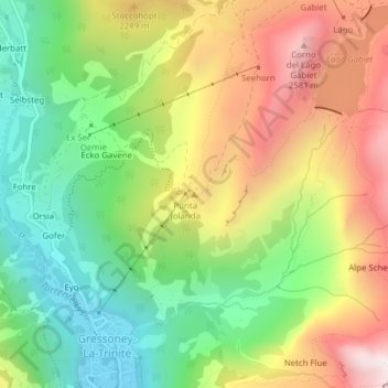 Carte topographique Punta Jolanda, altitude, relief