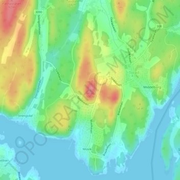 Carte topographique Vetan, altitude, relief