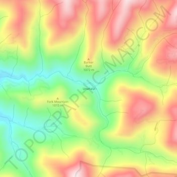 Carte topographique Unahala, altitude, relief