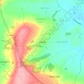 Carte topographique Icomb, altitude, relief