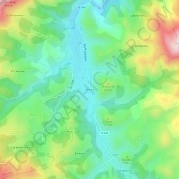 Carte topographique Menta, altitude, relief