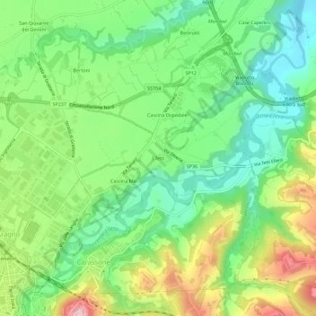 Carte topographique I Tetti, altitude, relief