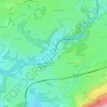 Carte topographique Tiefenbach, altitude, relief
