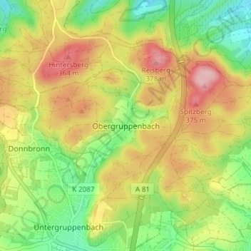 Carte topographique Obergruppenbach, altitude, relief