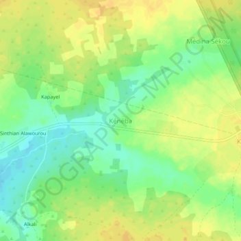 Carte topographique Kénéba, altitude, relief