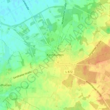 Carte topographique Kirchhatten, altitude, relief