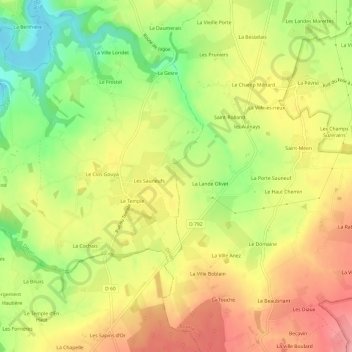 Carte topographique Le Clay, altitude, relief