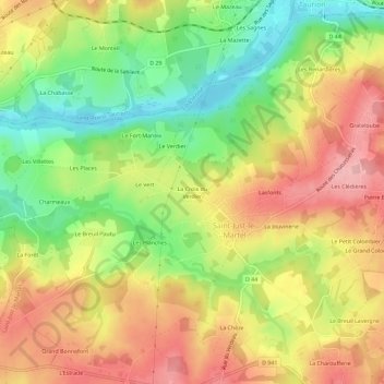 Carte topographique La Croix du Verdier, altitude, relief