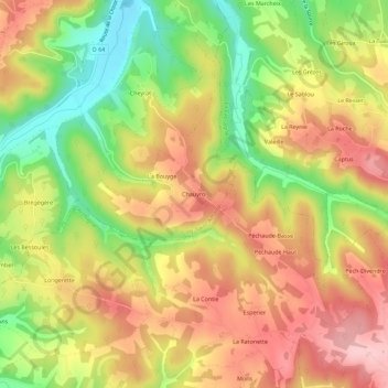 Carte topographique Chauyroi, altitude, relief