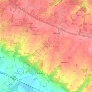 Carte topographique L'Orme, altitude, relief