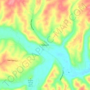 Carte topographique McDowell, altitude, relief