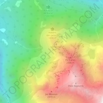 Carte topographique Les Fournaux, altitude, relief