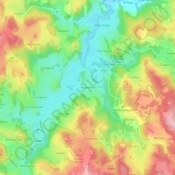 Carte topographique Buxerette, altitude, relief