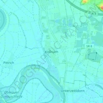 Carte topographique Kößnach, altitude, relief