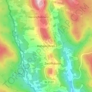 Carte topographique Hohenröhren, altitude, relief