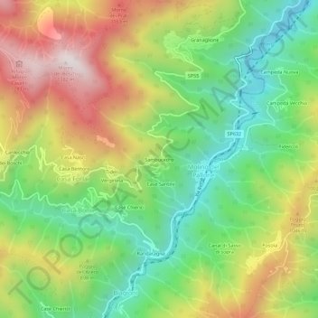 Carte topographique Sambucedro, altitude, relief