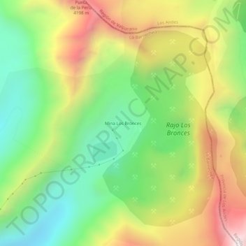Carte topographique Mina Los Bronces, altitude, relief