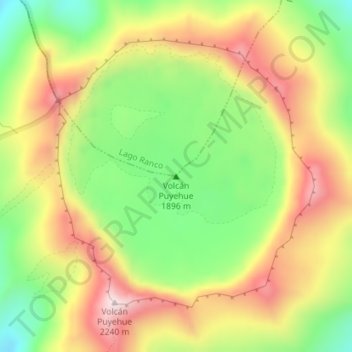 Carte topographique Volcán Puyehue, altitude, relief