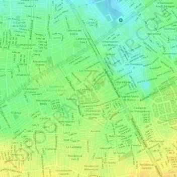 Carte topographique Manzana A, altitude, relief
