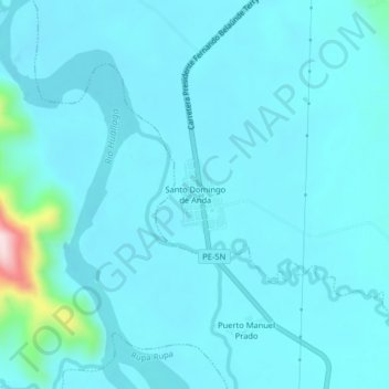 Carte topographique Santo Domingo de Anda, altitude, relief