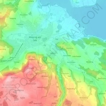 Carte topographique Steppach, altitude, relief