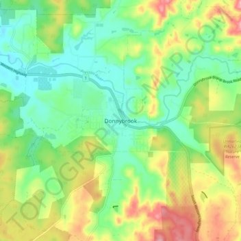 Carte topographique Donnybrook, altitude, relief