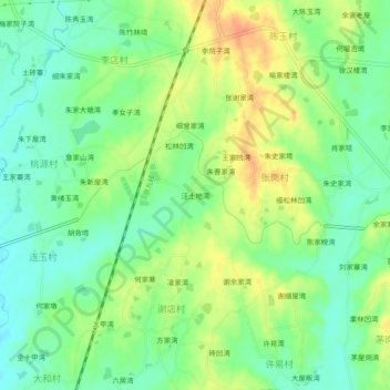 Carte topographique 汪土地湾, altitude, relief