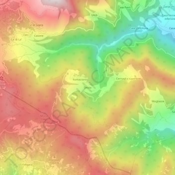 Carte topographique Dezza, altitude, relief