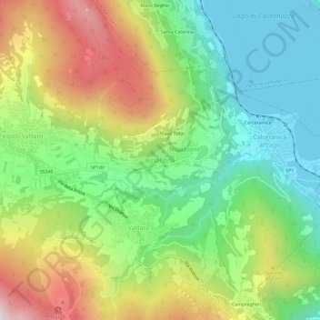 Carte topographique Bosentino, altitude, relief