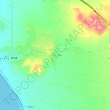 Carte topographique La Perlita, altitude, relief