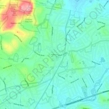 Carte topographique Nobscot, altitude, relief