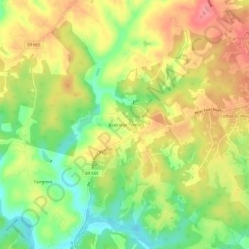 Carte topographique Blueridge Forest, altitude, relief