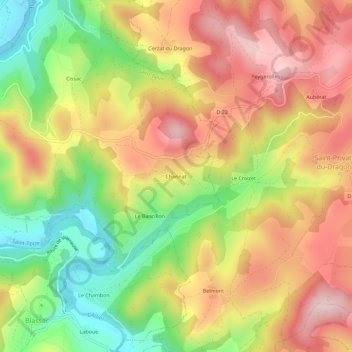 Carte topographique Channat, altitude, relief