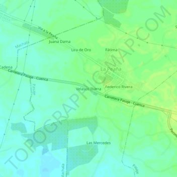 Carte topographique Velasco Ibarra, altitude, relief