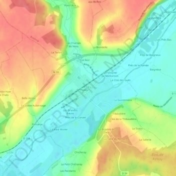 Carte topographique Le Bourg, altitude, relief