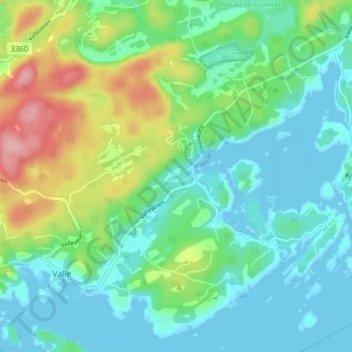 Carte topographique Finnmark, altitude, relief