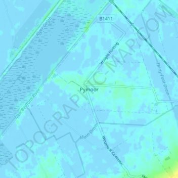 Carte topographique Pymoor, altitude, relief