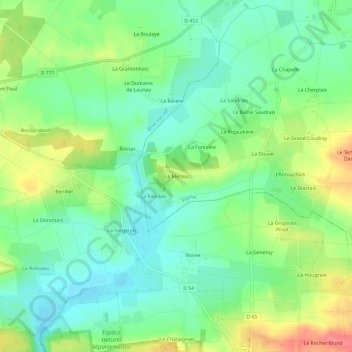 Carte topographique Le Meneu, altitude, relief