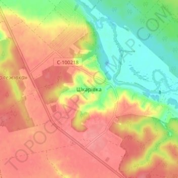 Carte topographique Shkarivka, altitude, relief