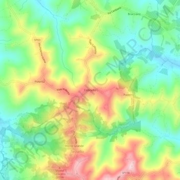 Carte topographique Collinello, altitude, relief