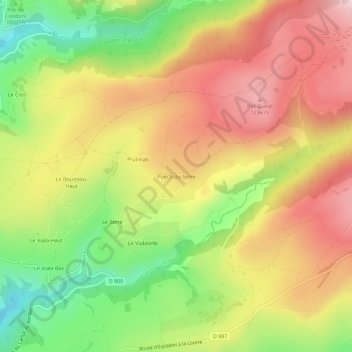 Carte topographique Puech du Serre, altitude, relief