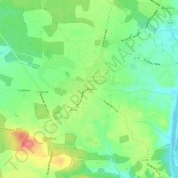 Carte topographique Le Branà, altitude, relief