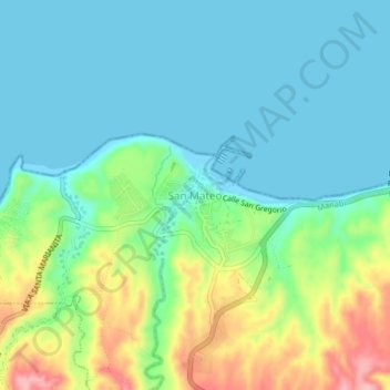 Carte topographique San Mateo, altitude, relief