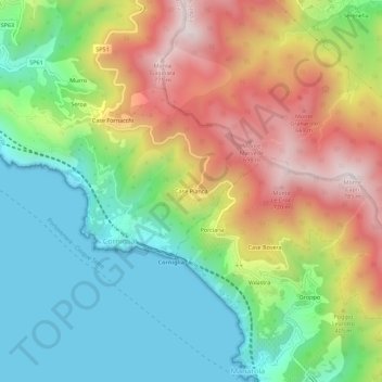 Carte topographique Case Pianca, altitude, relief