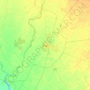 Carte topographique جھنگ, altitude, relief
