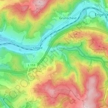 Carte topographique Unterbüchel, altitude, relief